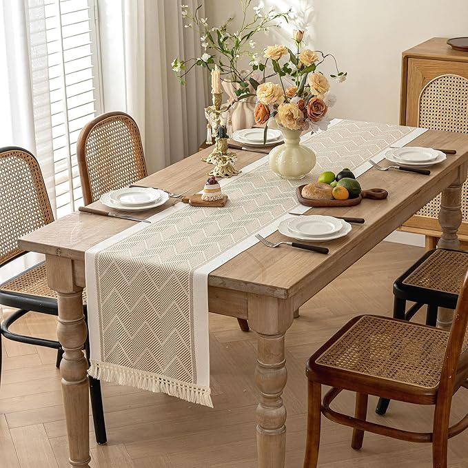 Table Runners 119 Inches,Waterproof Boho Table Runner with Tassel Fringe,Table Runner for Party Coffee Table