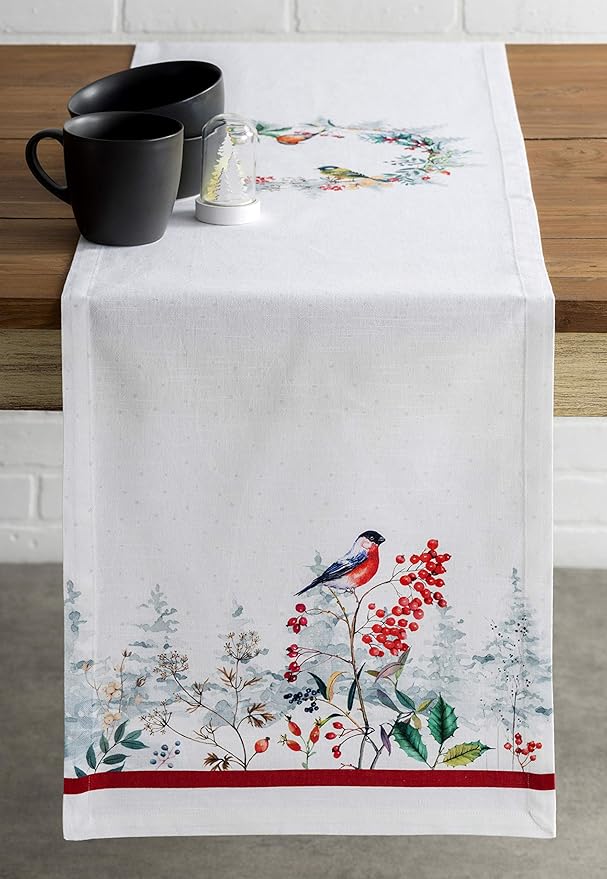 Maison d' Hermine Table Runner 100% Cotton Single Layer Table Runners 108 inches Long for Thanksgiving Christmas Decorations Home Kitchen Dining Party Wedding (Morzine, 14.5" x 108")
