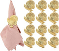 Set of 12 Turkey Napkin Rings for Thanksgiving Table Decor | Premium Metal Dinnerware Holders | Fall Harvest, Christmas & Holiday Banquet Accessories (Gold) - ALPHA Living HOME