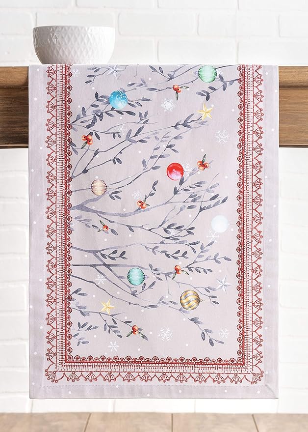 Maison d' Hermine Table Runner 100% Cotton Single Layer Table Runners 72 inches Long for Thanksgiving Christmas Decorations Home Kitchen Dining Party Wedding (Fairy Christmas, 14.5" x 72")