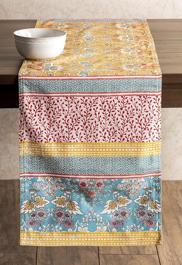 Maison d' Hermine Table Runner 100% Cotton Double Layer Table Runners 72 inches Long Decorative for Home Kitchen Dining Party Baby Shower Wedding Bridal Shower Spring Summer (Marquise, 14.50" x 72")