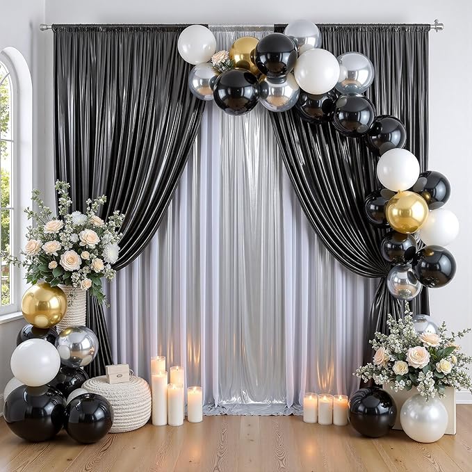20ftx10ft Silver Sequin Backdrop Curtain for Parties, Wrinkle Free 4 Panels 5x10FT Glitter Photo Backdrop Drapes Shimmer Back Drop Cloth for Wedding Birthday Christmas Photography Background