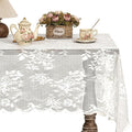 Jayla White Lace Tablecloth for Rectangular Tables, Vintage Style Wedding Table Cloths for Reception, Baby Shower, Birthday Party, Formal Dining, Dinner Parties 60 X 84 Inches