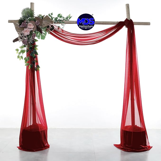 MDS Halloween Chiffon Draping Fabric - 1 Panel, 30" Wide x 40ft Long - Sheer Spooky Arbor & Canopy Drapery for Haunted House Backdrops, Party Ceilings, DIY Costumes & Themed Events - Apple Red