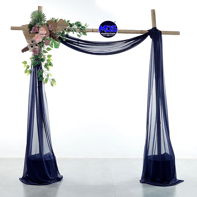 MDS Halloween Chiffon Draping Fabric - 2 Panel, 30" Wide x 100ft Long - Sheer Spooky Arbor & Canopy Drapery for Haunted House Backdrops, Party Ceilings, DIY Costumes & Themed Events - Navy Blue