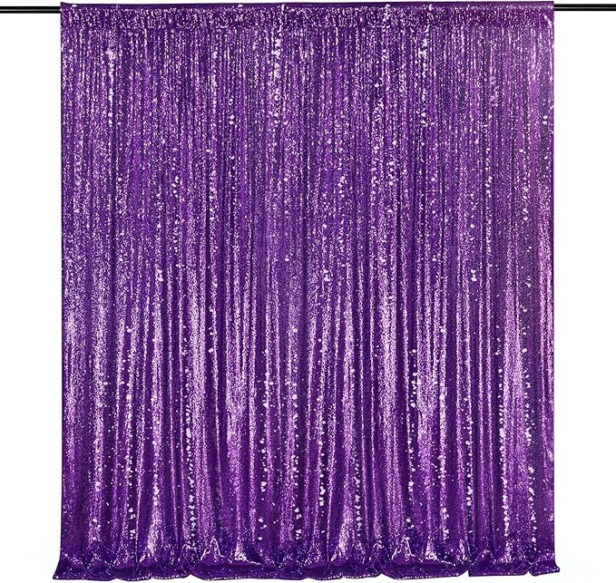 7ft x 7ft Purple Sequin Backdrop Glitter Party Backdrop Curtains Photo Background for Baby Shower Wedding Wall Decorations