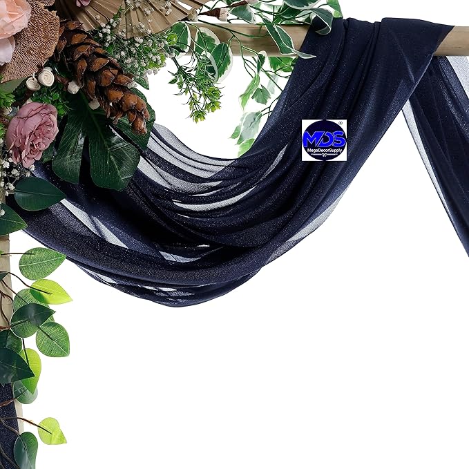 MDS Halloween Chiffon Draping Fabric - 2 Panel, 30" Wide x 100ft Long - Sheer Spooky Arbor & Canopy Drapery for Haunted House Backdrops, Party Ceilings, DIY Costumes & Themed Events - Navy Blue