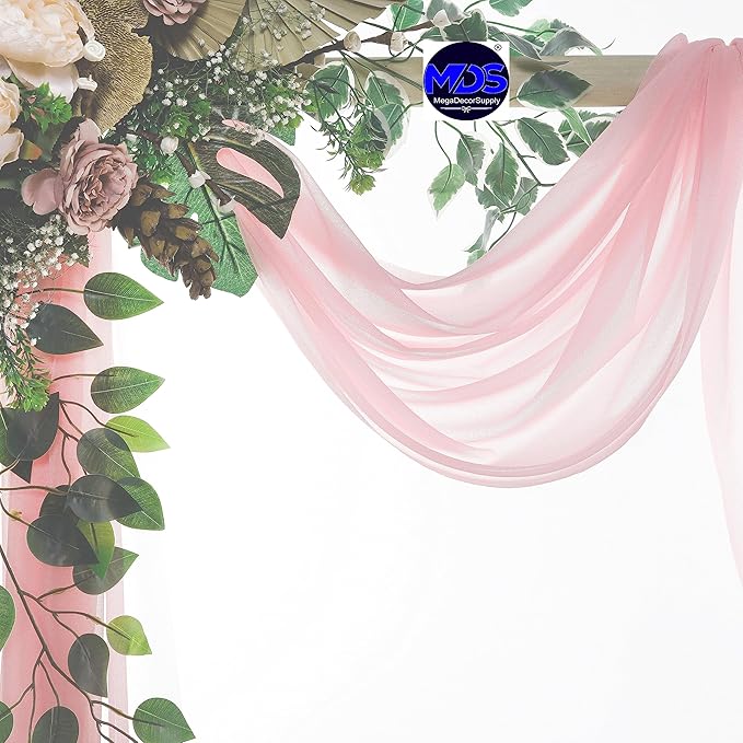 MDS Halloween Chiffon Draping Fabric - 1 Panel, 30" Wide x 30ft Long - Sheer Spooky Arbor & Canopy Drapery for Haunted House Backdrops, Party Ceilings, DIY Costumes & Themed Events - Blush Pink