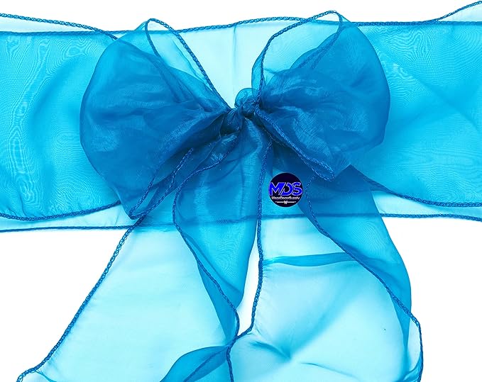 MDS Pack of 300 PCS Organza Chair Sashes Wider Dining Chair Bows Ribbon Tie Back for Wedding Party Birthday Bridal Shower Reception Event Banquet Home Chair Cover Decoration - Dark Teal