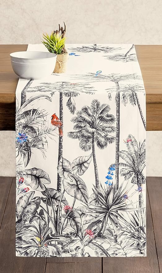 Maison d' Hermine Table Runner 100% Cotton Single Layer Table Runners 48 inches Long for Thanksgiving Christmas Decorations Home Kitchen Dining Party Wedding (Amazonia, 14.5" x 48")
