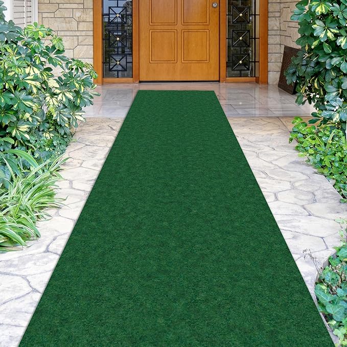 Ottomanson 2'7" x 14' Hallway Runner with Scraper Pile - Extra Durable Non-Slip Rug Mat for Indoor & Outdoor Use - Ideal for Kitchen, Entryway & Garage - High-Traffic Carpet, Green