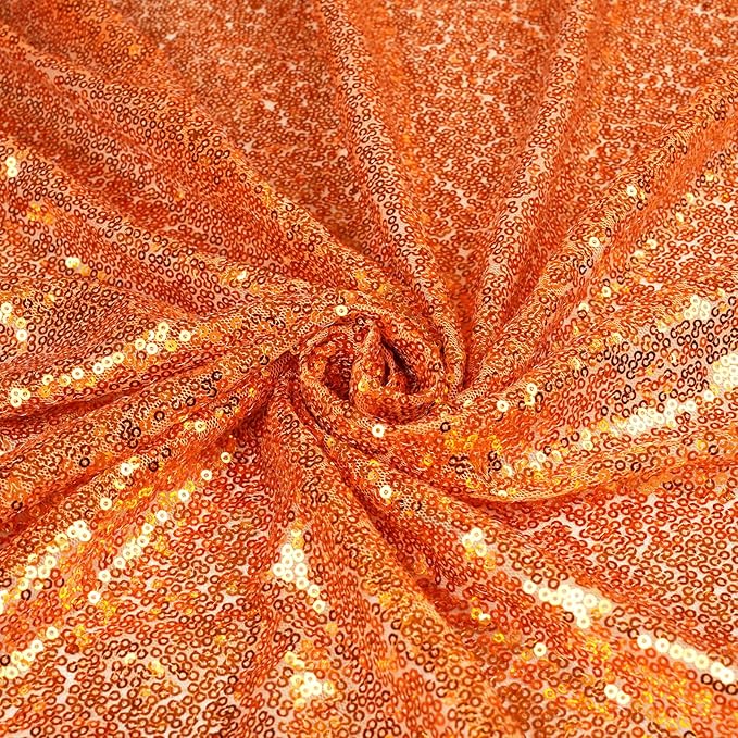 Poise3EHome 4Pcs 2Ft x 8Ft Orange Sequin Backdrop Curtains, Glitter Photography Background, Sequence Xmas Thanksgiving Backdrop (Orange, 4 pcs-2ftx8ft)