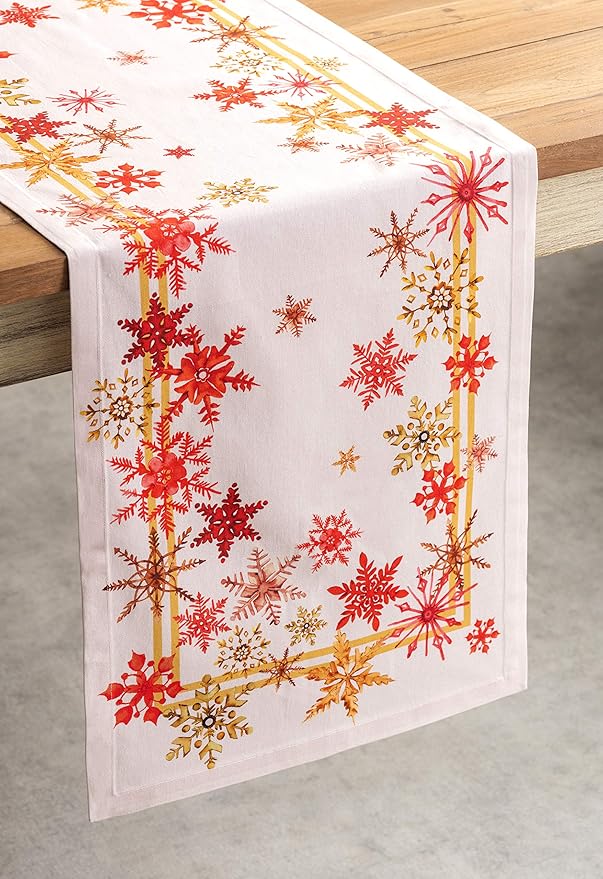 Maison d' Hermine Table Runner 100% Cotton Single Layer Table Runners 60 inches Long for Thanksgiving Christmas Decorations Home Kitchen Dining Party Wedding (Crystal Star, 14.5" x 60")