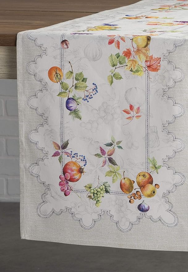 Maison d' Hermine Table Runner 100% Cotton Single Layer Table Runners 48 inches Long for Thanksgiving Christmas Decorations Home Kitchen Dining Party Wedding (Fruit D'Hiver, 14.5" x 48")