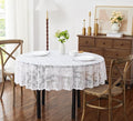 LinenZone White Round Tablecloth for Rustic Vintage Decor. Sheer Lace Tablecloth Works Great As Wedding, Thanksgiving or Christmas Decor. (Mia 90 Round, White)