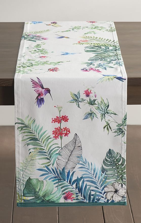 Maison d' Hermine Table Runner 100% Cotton Double Layer Table Runners 72 inches Long Decorative for Home Kitchen Dining Party Baby Shower Wedding Bridal Shower Spring Summer (Tropiques, 14.50" x 72")
