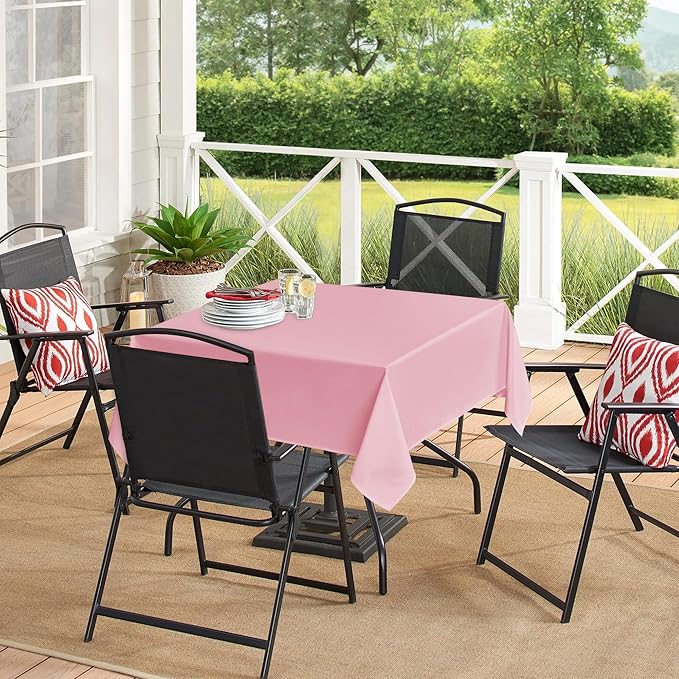 sancua Square Tablecloths 54x54 Inch - Pink Fabric Table Cloth for Square or Round Tables, Washable Polyester Table Cover for Dinner, Holiday Party, Decorative Display Tables
