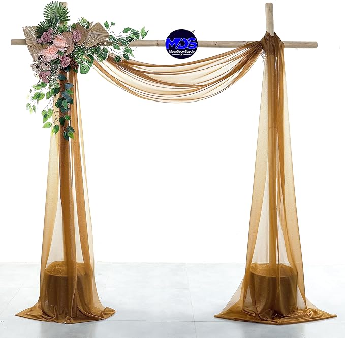 MDS Halloween Chiffon Draping Fabric - 1 Panel, 30" Wide x 100ft Long - Sheer Spooky Arbor & Canopy Drapery for Haunted House Backdrops, Party Ceilings, DIY Costumes & Themed Events - Mocha