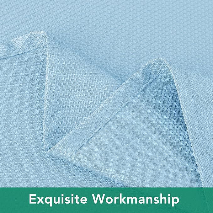 Biscaynebay Textured Fabric Tablecloths 60x84 Inches Rectangular, Light Blue Water Resistant Tablecloths for Dining, Kitchen, Wedding, Parties etc. Machine Washable