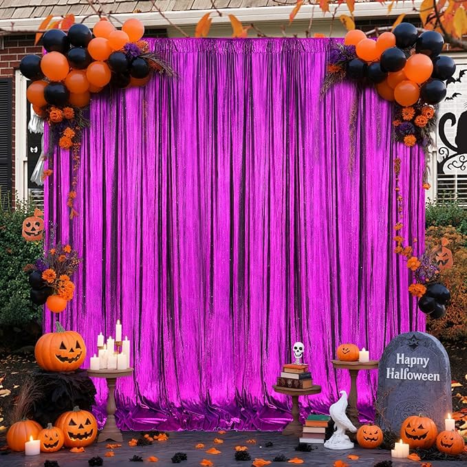Back Drop Curtains for Parties 9.6x8FT Purple Background Drapes Shimmer Photo Photography for Hallween Ceremony Home Decorations(2 Panels 4.8x8FT)