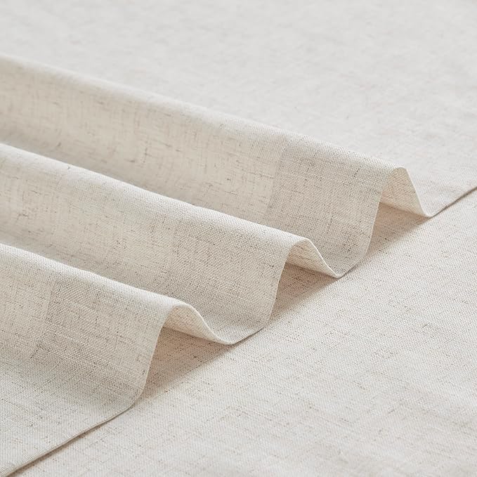 Vision Home Natural Pinch Pleated Semi Sheer Curtains Textured Linen Blended Light Filtering Window Curtains 72 inch for Living Room Bedroom Patio Pinch Pleat Drapes with Hooks 1 Panel 60" Wx72 L