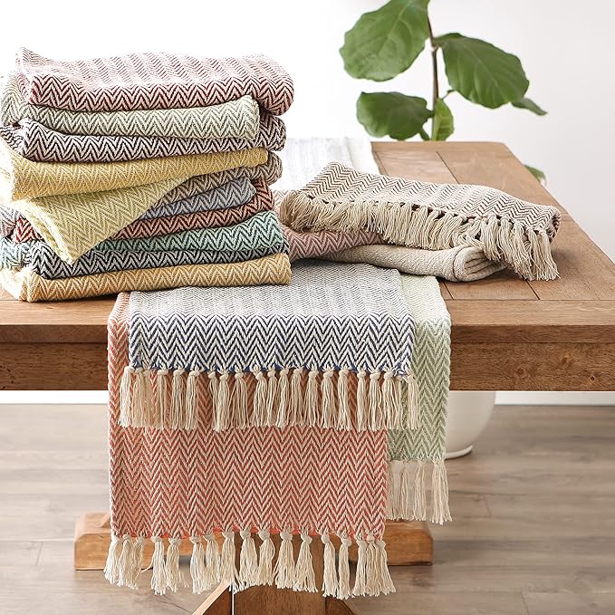 DII Woven Basic Tabletop Collection, Chevron Table Runner, 15x108, French Blue
