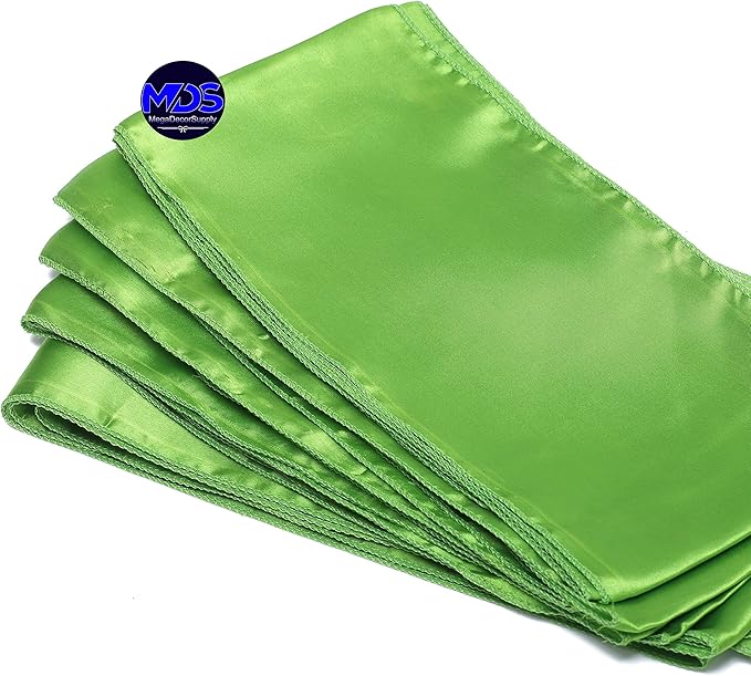 MDS Pack of 25 PCS Satin Chair Sashes Charmeuse Sateen Dining Chair Bows Ribbon Ties Back Sash for Wedding Party Birthday Home Hotel Restaurant Banquet Decoration (7 x 108 Inch, Parrot Green)