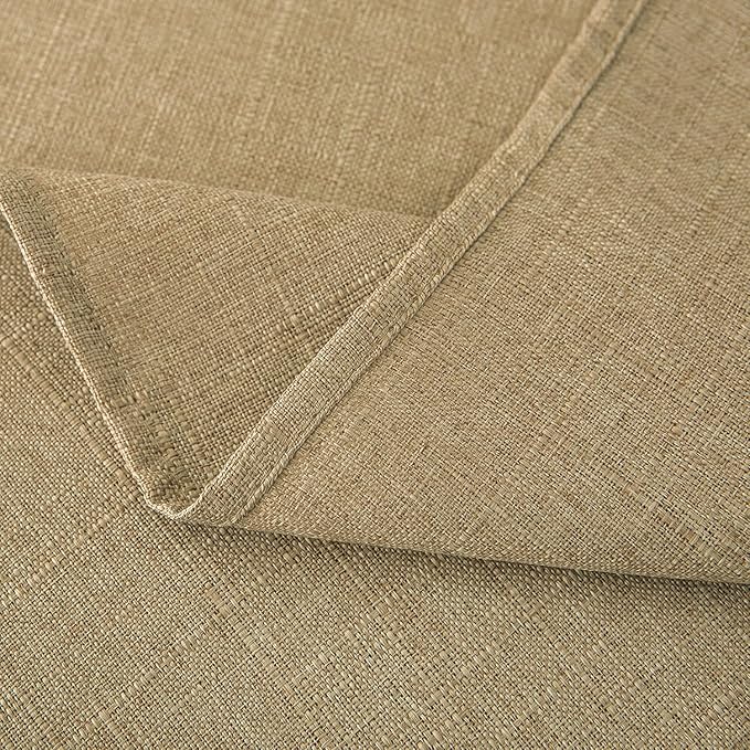 NLMUVW Round Linen Tablecloth 48 Inch, Tan Table Cloth Farmhouse Water Resistant Decorative Table Cover for Dining Kitchen Cafe Party