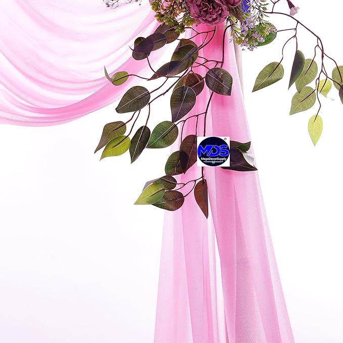 MDS Halloween Chiffon Draping Fabric - 2 Panel, 30" Wide x 50ft Long - Sheer Spooky Arbor & Canopy Drapery for Haunted House Backdrops, Party Ceilings, DIY Costumes & Themed Events - Bubblegum Pink