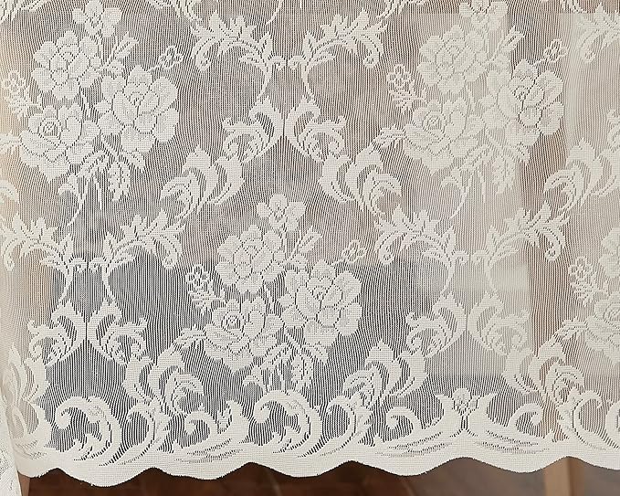 LinenZone Square Ivory Tablecloth for Rustic Vintage Decor. Sheer Lace Table Cloth Works Great As Wedding Tablecloth or Thanksgiving Table Cover. (Mia TC 60 x 60, Ivory)
