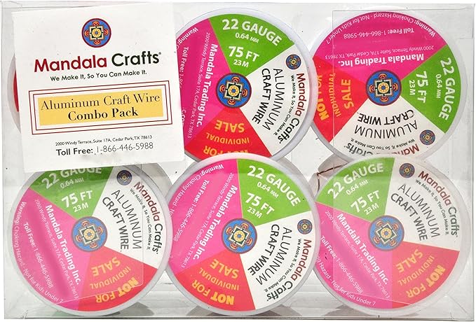 Mandala Crafts 22 Gauge Anodized Aluminum Craft Wire for Jewelry Making - 450 FT Colored Flexible Silver Copper Tone Wire - Bendable for Bonsai Armature Crafting Sculpting