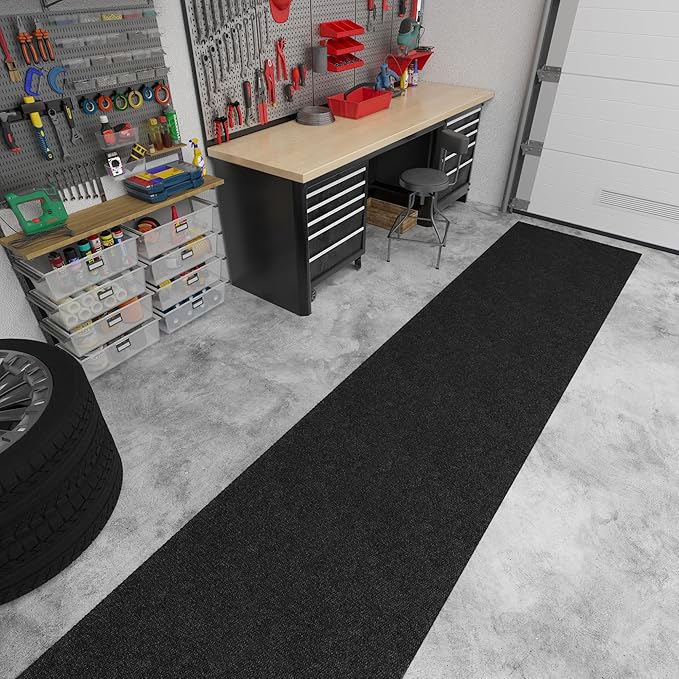 Ottomanson Commercial Scrape Rib Entry Mat – Heavy Duty Ribbed Floor Mat for High Traffic – Non Slip Rubber Back, Waterproof – Indoor Outdoor Use for Offices, Schools, Lobbies, 2' x 45', Black
