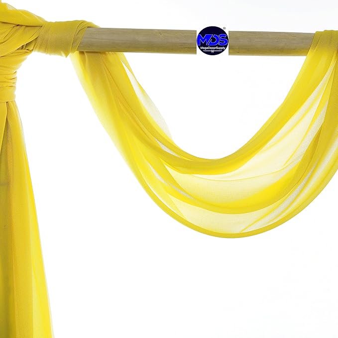 MDS Halloween Chiffon Draping Fabric - 1 Panel, 30" Wide x 75ft Long - Sheer Spooky Arbor & Canopy Drapery for Haunted House Backdrops, Party Ceilings, DIY Costumes & Themed Events - Yellow