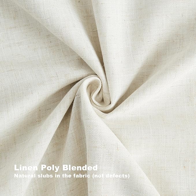 Vision Home Natural Pinch Pleated Semi Sheer Curtains Textured Linen Blended Light Filtering Window Curtains for Living Room Bedroom Pinch Pleat Drapes with Hooks 2 Panels 42" Wx63 L