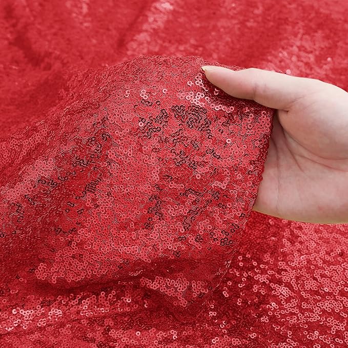 Sugargirl Red Sequin Backdrop Curtain 2 Panels 2FTx8FT Glitter Red Background Drapes Sparkle Photography Backdrop for Party Wedding Birthday Wall Decoration