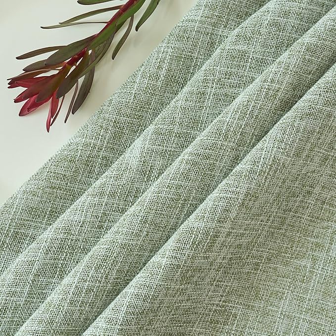 maxmill Flaxy Faux Linen Table Cloth with 2-Tone Slubby Texture Wrinkle Resistant Anti-Shrink Soft Tablecloth for Kitchen Dining Tabletop for Buffet Banquet Parties Rectangle 60 x 140 Inch Sage