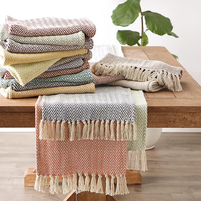 DII Woven Basic Tabletop Collection Chevron Table Runner, 15x108, Cinnamon