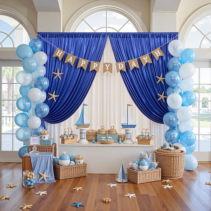10x10ft Thick Royal Blue Glitter Backdrop Curtain Panels for Parties, Wrinkle Free Sequin Sparking Photo Backdrop Drapes, 2 Panels 5x10ft Shimmer Back Drop Cloth for Wedding Birthday Photography