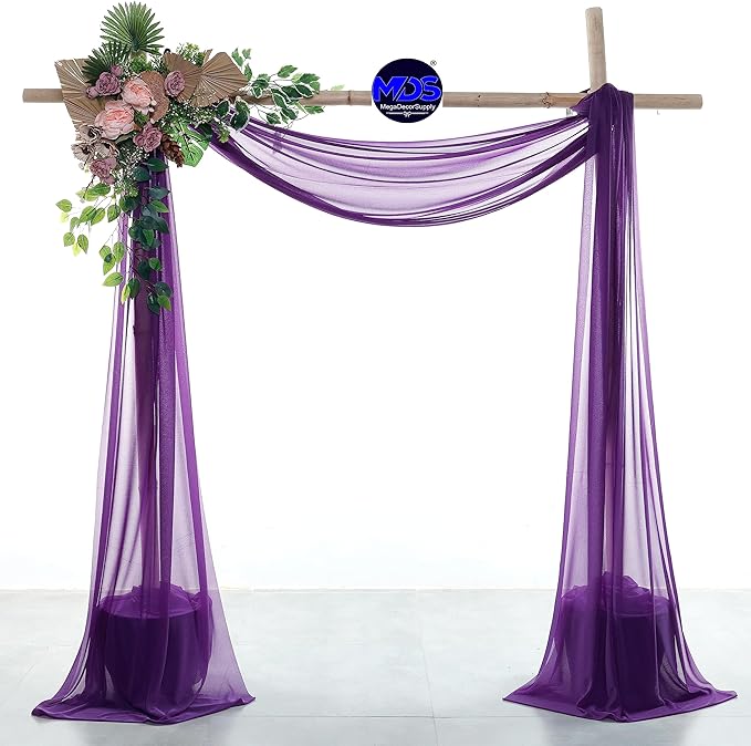 MDS Halloween Chiffon Draping Fabric - 2 Panel, 30" Wide x 40ft Long - Sheer Spooky Arbor & Canopy Drapery for Haunted House Backdrops, Party Ceilings, DIY Costumes & Themed Events - Cadbury Purple