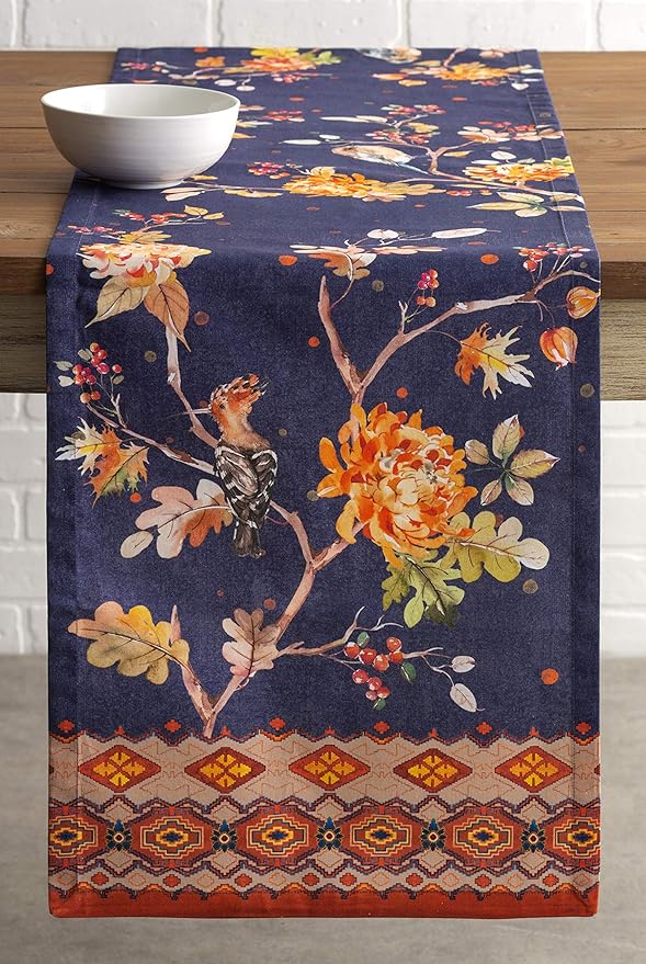Maison d' Hermine Table Runner 100% Cotton Single Layer Table Runners 72 inches Long for Thanksgiving Christmas Decorations Home Kitchen Dining Party Wedding (Kelim - Infinity, 14.5" x 72")