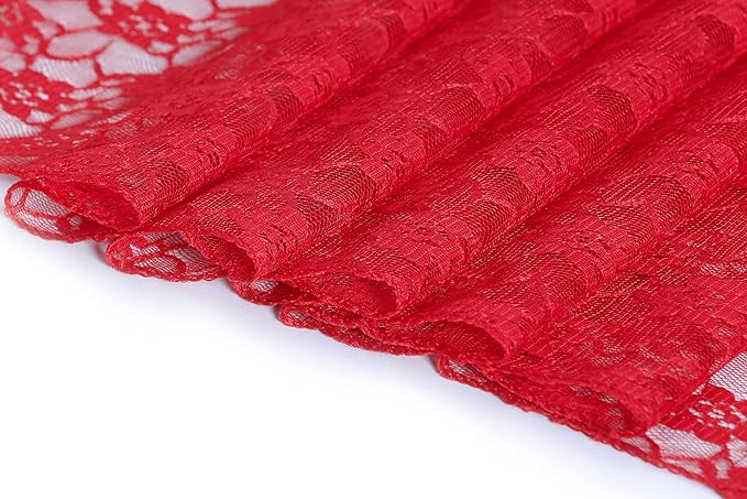 MDS Pack of 10 Wedding 12 x 108 inches Lace Table Runner for Wedding, Decorations for Birthday Parties, Banquets, Graduations, Engagements, and Runners fit Rectangle, Round Table- Red