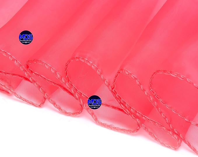 MDS Pack of 25 PCS Organza Chair Sashes Wider Dining Chair Bows Ribbon Tie Back for Wedding Party Birthday Bridal Shower Reception Event Banquet Home Chair Cover Decoration - Coral