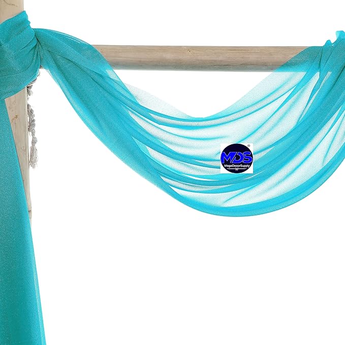 MDS Halloween Chiffon Draping Fabric - 1 Panel, 30" Wide x 100ft Long - Sheer Spooky Arbor & Canopy Drapery for Haunted House Backdrops, Party Ceilings, DIY Costumes & Themed Events - Peacock Blue