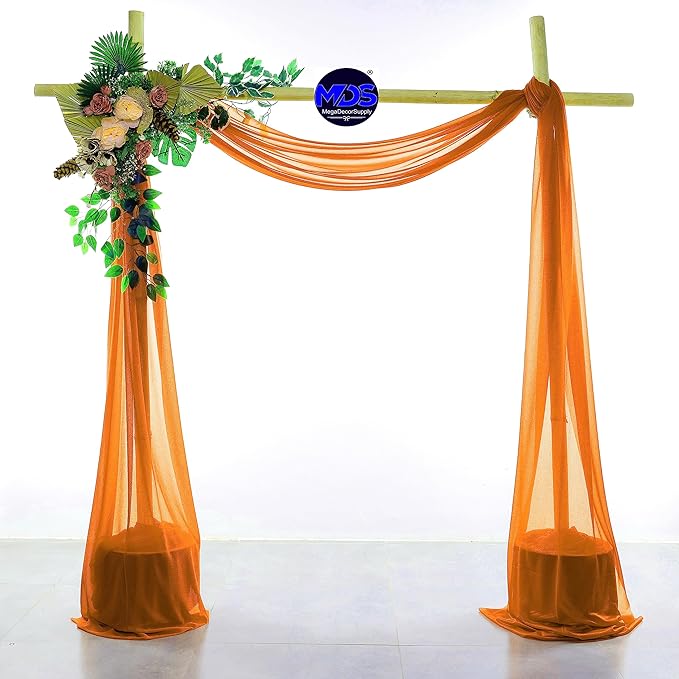 MDS Halloween Chiffon Draping Fabric - 1 Panel, 30" Wide x 75ft Long - Sheer Spooky Arbor & Canopy Drapery for Haunted House Backdrops, Party Ceilings, DIY Costumes & Themed Events - Orange