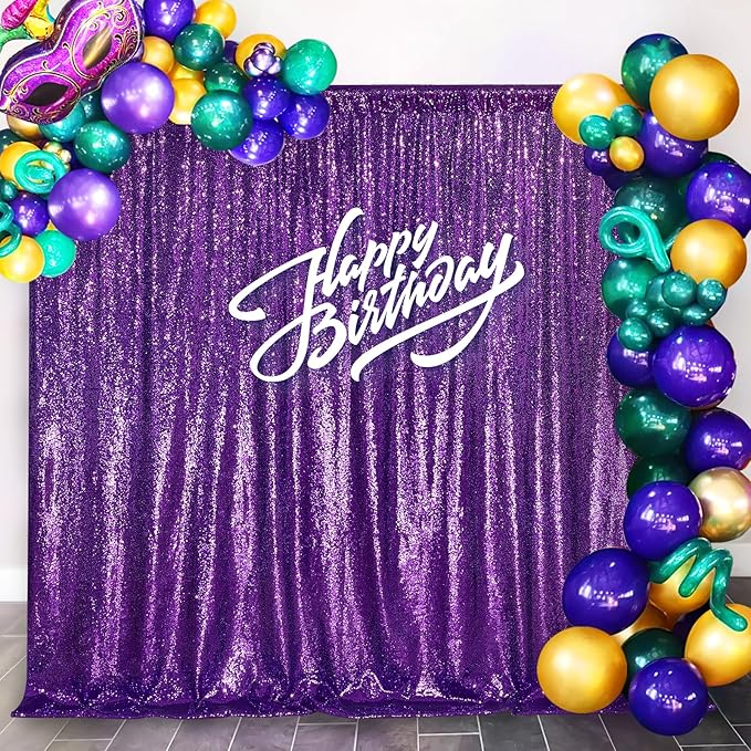 7ft x 7ft Purple Sequin Backdrop Glitter Party Backdrop Curtains Photo Background for Baby Shower Wedding Wall Decorations