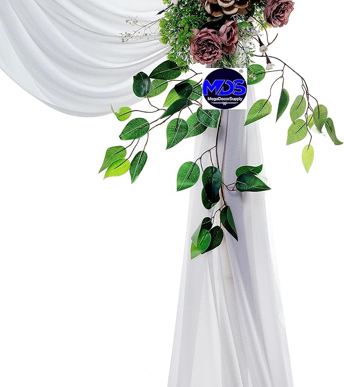 MDS Halloween Chiffon Draping Fabric - 2 Panel, 30" Wide x 20ft Long - Sheer Spooky Arbor & Canopy Drapery for Haunted House Backdrops, Party Ceilings, DIY Costumes & Themed Events - Cool Gray
