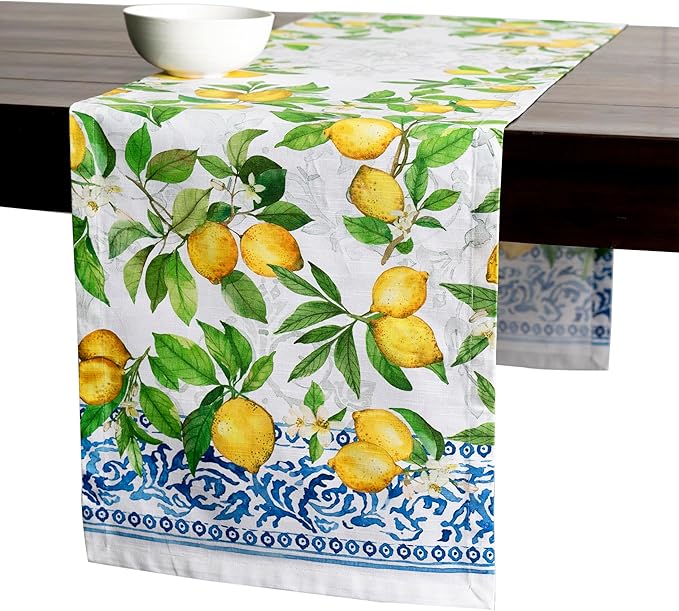Maison d' Hermine Table Runner 100% Cotton Single Layer Table Runners 108 inches Long Decorative for Home Kitchen Dining Party Baby Shower Wedding Bridal Shower Spring Summer (Cedrat, 14.50" x 108")