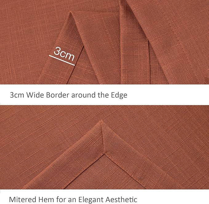 maxmill Lux Faux Linen Table Cloth with Slubby Texture Wrinkle Resistant Soft Anti-Shrink Tablecloth for Kitchen Dining Tabletop Fall Harvest Thanksgiving Parties Dinner Rectangle 52 x 70 Inch Rust