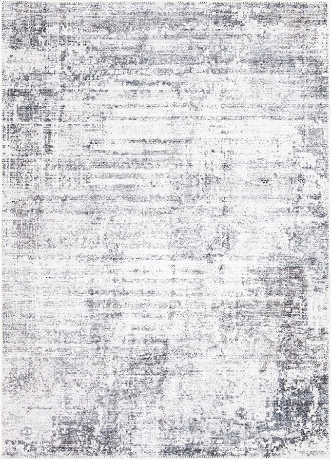 Bloom Rugs Washable Non-Slip 2' x 3' Rug - Gray/Charcoal/Blue Modern Abstract Area Rug for Living Room, Bedroom, Dining Room, and Kitchen - Exact Size: 2' x 3'