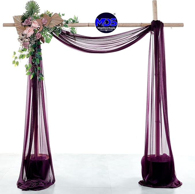 MDS Halloween Chiffon Draping Fabric - 1 Panel, 30" Wide x 30ft Long - Sheer Spooky Arbor & Canopy Drapery for Haunted House Backdrops, Party Ceilings, DIY Costumes & Themed Events - Eggplant